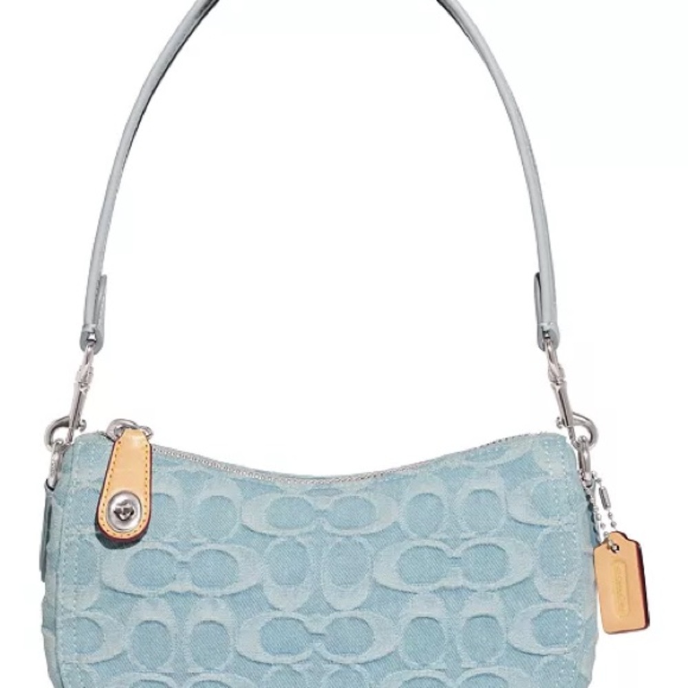 COACH Washed Denim Signature Mini Swinger 20